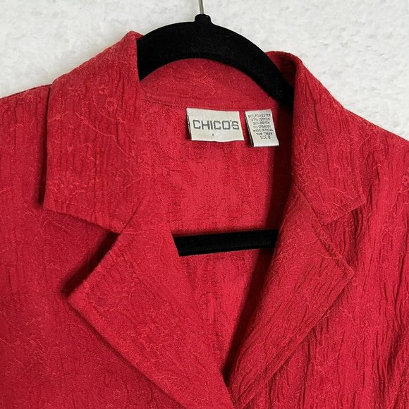 Chico's Women's 0 Small Red Jacket Light Weight Crinkle Fabric Packable - Picture 3 of 10